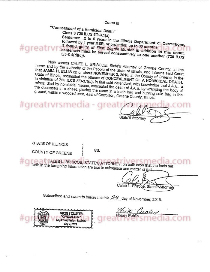 Child Died From Blunt Force Trauma - Mother & Friend Charged Jamia Ellis Information Document - 2